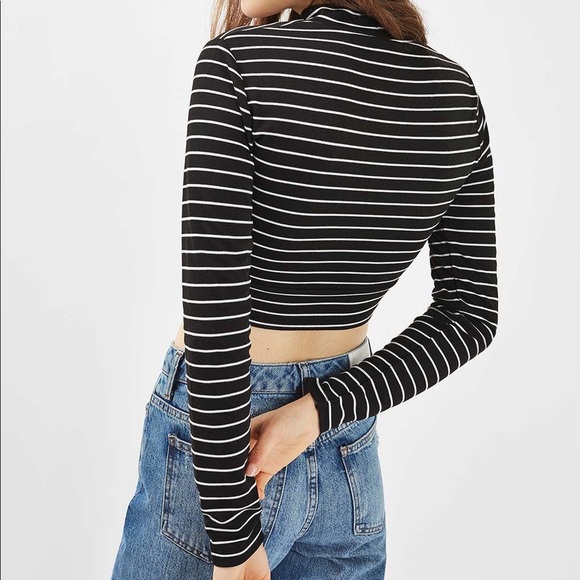 topshop cropped twist front stripe shirt - Picture 4 of 4